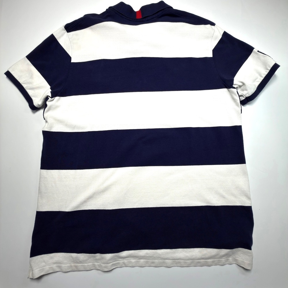 Polo Ralph Lauren Big Pony USA Flag Rugby Polo Shirt Custom Fit XXL Navy White - Picture 8 of 11
